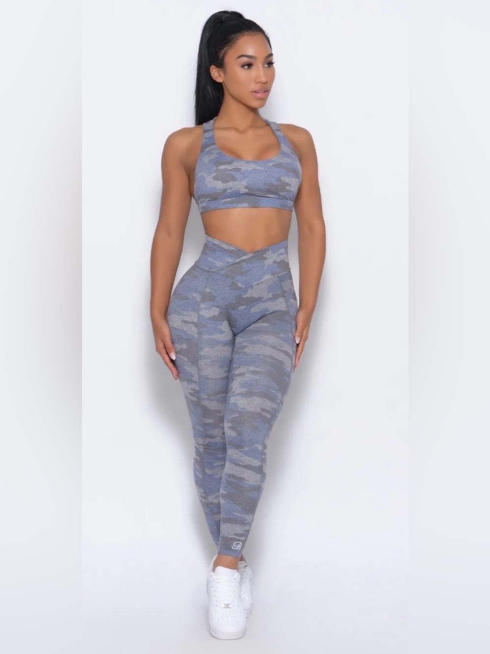 Bombshell Sportswear Crossover Camo Leggings XS Blue Gray USA Made